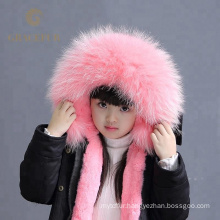 Parent-child clothing real raccoon fur hooded parka kids with fur lining